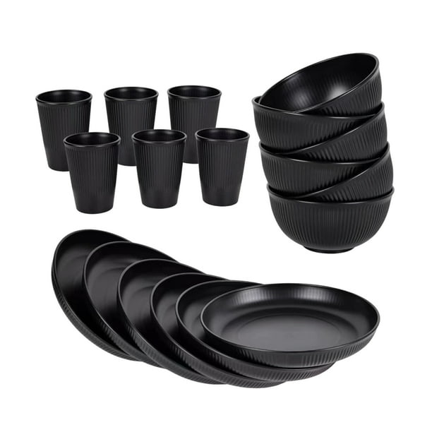 Billuyoard Niños Y Cuencos Ligeros Camping Plástico Y Platos De Camping Para Niños De Plástico Platos De Plástico Cuencos Juegos De Plástico Mostrada Negro