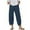 1-Navy, variant on Hvyesh Cotton Linen Capri Pants Women Summer Elastic Waist Casual Hawaiian Tropical Print Straight Lightweight Cropped Pants