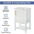 thumbnail image 3 of Bellemave 20" Modern Bathroom Vanity Set with Sink Combo Wooden Storage Cabinet with Ceramic Sink Free Standing Single Basin Vanity Storage Cabinet with Door and Shelf, (20”, White), 3 of 11