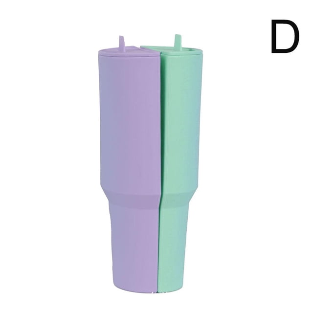 Termo de silicona de doble capa, taza para bebidas de 40 oz con tapa, puede contener dos sabores diferentes de bebida, bandeja de sección interna para Stanley