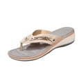 thumbnail image 2 of CQONEPT Women Orthopedic Flip Flop Sandals Summer Wide Width Slip on Slides Low Wedges Heel Thong Sandals with Arch Support Casual Slippers Beige 40, 2 of 6