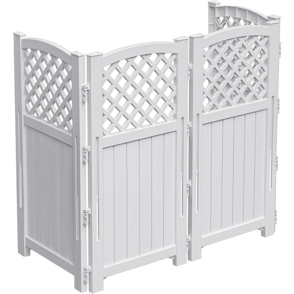 WLXIANG Outdoor Privacy Fence, 4 Fence Panels Privacy Screen Panels for Outside and Yard, Resin Air Conditioner Lattice Fence for Trash Can (Gray)