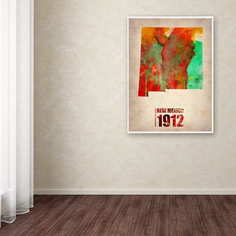 Trademark Fine Art "New Mexico Watercolor Map" Canvas Art by Naxart