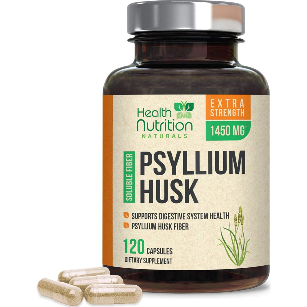 Health Nutrition Psyllium Husk Capsules 100 Natural Dietary Fiber