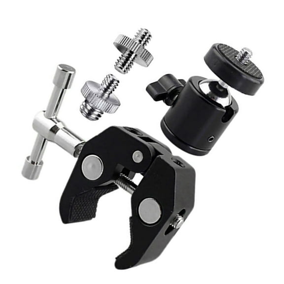 Mini 1/4" Tripod Mount with 360° Ball Head Super Clamp Aluminum Alloy Camera Attachment Mount