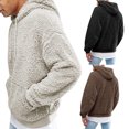 thumbnail image 3 of Gvmfive Men Warm Teddy Bear Drawstring Hooded Front Pocket Casual Solid Hoodie, 3 of 4