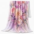 thumbnail image 2 of Pastel Rose Dahlia and Lavender Watercolor Bouquet, Soft Botanical Floral Art for Flower Lovers, Birthday Gift, Soft Flannel Blanket for Bedroom, Floral Home Decor, 2 of 9