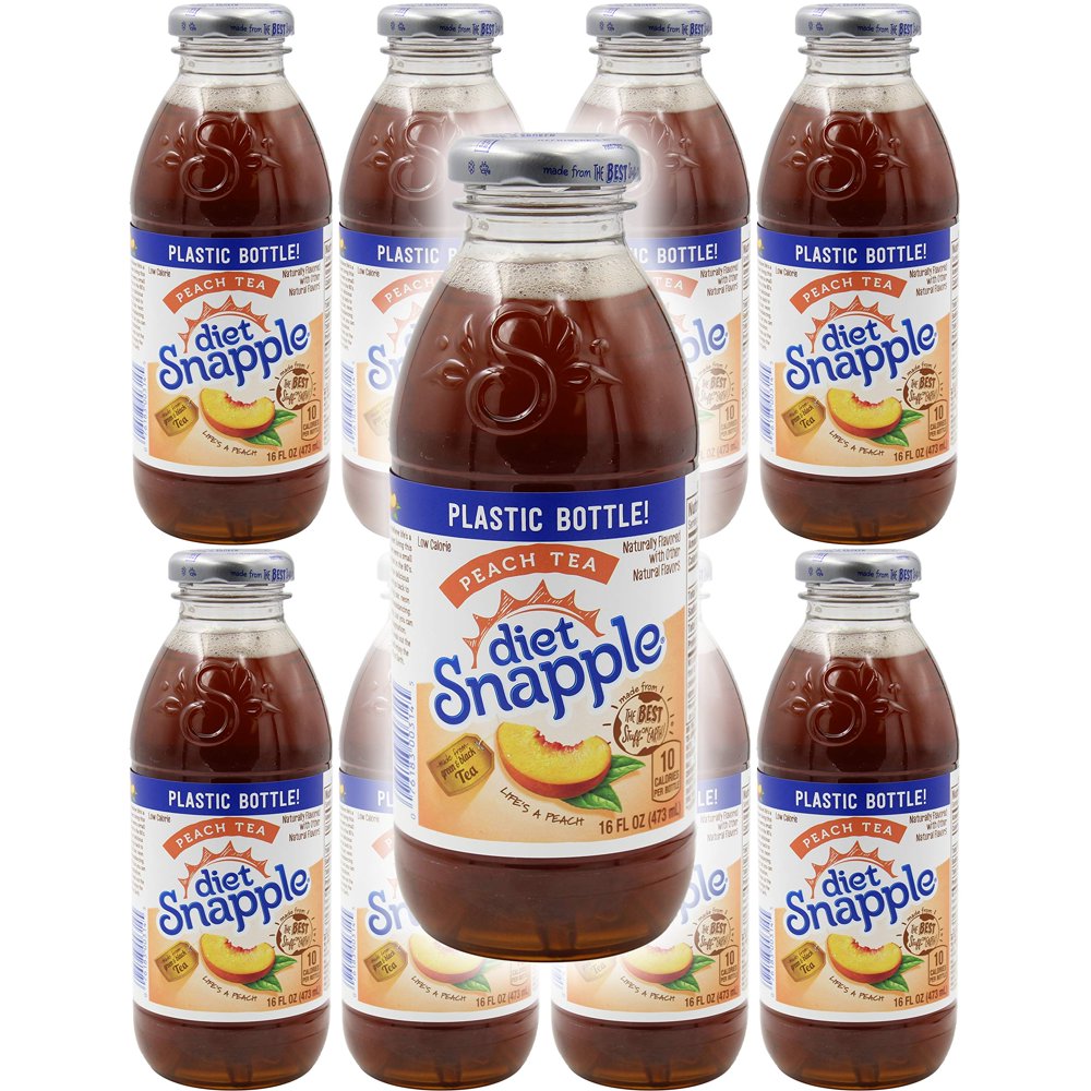 Snapple Diet Peach Iced Tea, 16oz Bottle (Pack of 8, Total of 128 Fl Oz