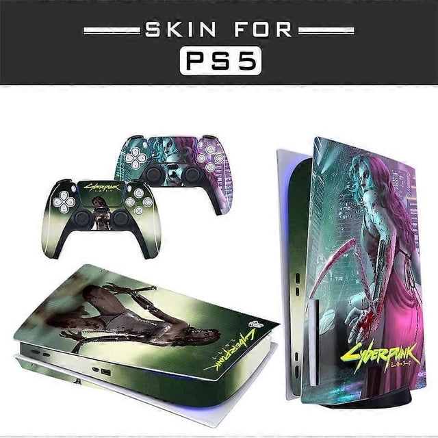 Adhesive Skin - Compatible for PS5 Cover to customize the Console - Removable Vinyl Film - Matte Satin HD Quality (Disk,cyberpunk2077 concept version)