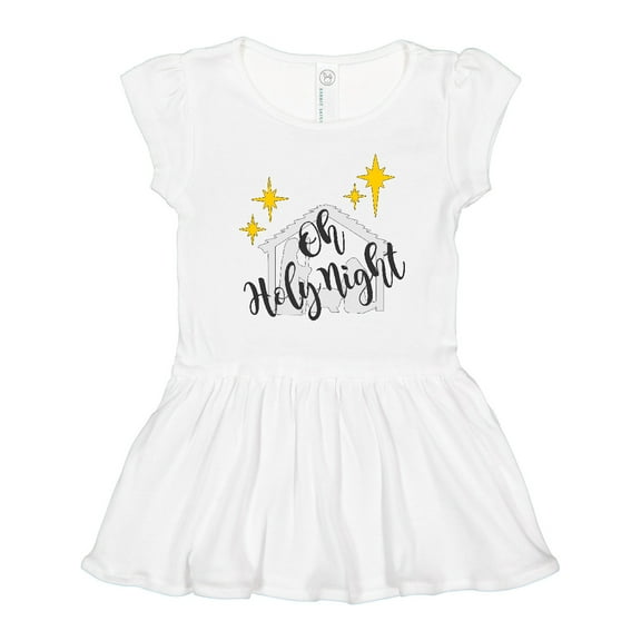 Inktastic Oh Holy Night Christmas Nativity with Yellow Stars Girls Toddler Dress