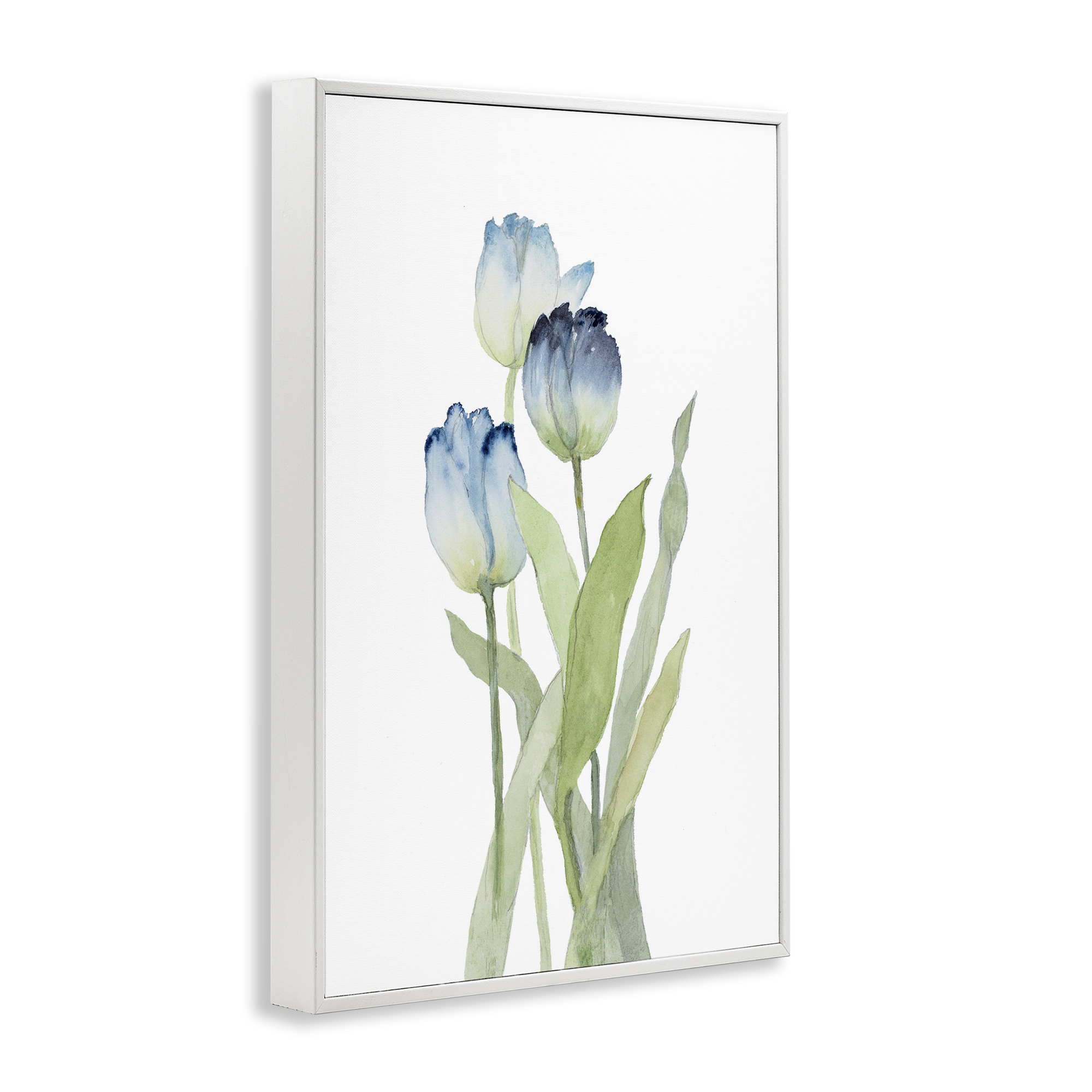 Stupell Industries Blue Garden Tulips Botanical & Floral Painting White Framed Art Print Wall Art, 12 x 18