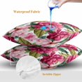 thumbnail image 4 of Throw Pillow Covers 20x20 Inch Set of 2, Pink Floral Waterproof Outdoor Pillow Covers, Watercolor Flowers Leaves Plants Watercolor Decorative Cushion Pillowcases for Couch, Sofa, Bed, Garden, Patio, 4 of 9