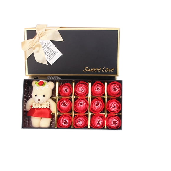 Caja de regalo de oso de flor de jabón de San Valentín de gran amor, flor de jabón de dibujos animados, decoración de fiesta de flores rosas para el Día de la madre sidaley JJ18354-05