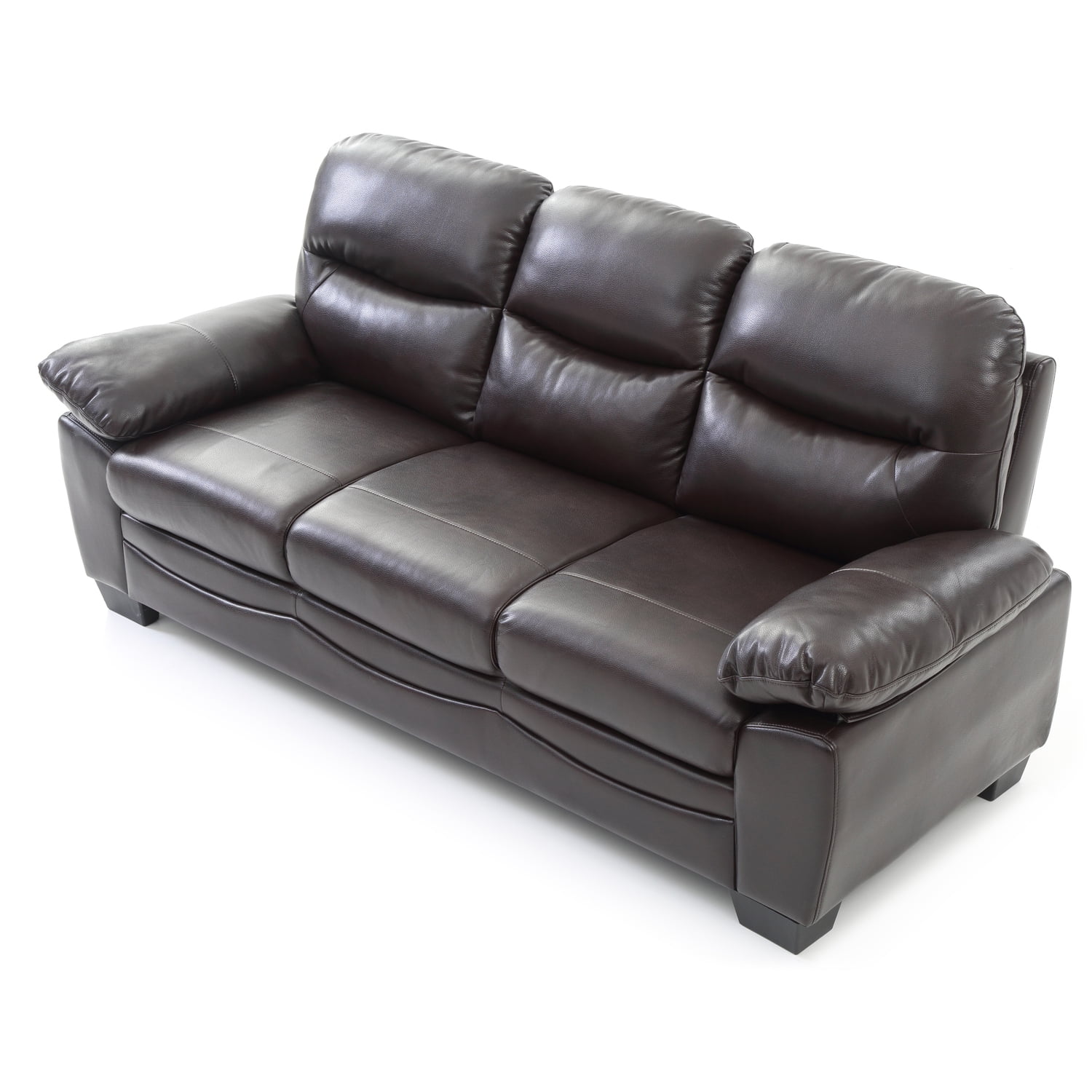 Glory Furniture Marta Faux Leather Sofa in Dark Brown