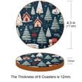 thumbnail image 3 of Christmas Tree 6PCS Round Microfiber Leather Coasters, 11x11 cm/4.3x4.3 in, Drink Mats for Home and Office, Set of 6 Coasters, 3 of 6