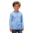 thumbnail image 3 of Bobifish Big Boys Tees Classic Stripe Pattern Crew Neck Long Sleeve T-Shirts Soft Fabric Casual Basic Daily Versatile Street Style Outfits,Size 9-10Y, 3 of 6