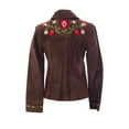 thumbnail image 2 of Luciano Abitboul Women's Floral Detailed Suede Jacket Sz Small Brown, 2 of 2