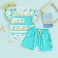 thumbnail image 3 of Musuos Toddler Boys 2 Piece Outfits 6 12 18 24M 3T Tree Print Short Sleeve T-Shirt and Elastic Shorts for Summer Clothes Set, 3 of 7