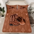 thumbnail image 2 of Feelyou Western Cowgirl Boot Full Size Sheets for Teens, Boho Aztec Triangle Bed Sheets, Vintage Countryside Sheet Sets, Microfiber Bedroom Decor, 4 Pieces, 2 of 7