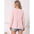 thumbnail image 3 of DARING DIVA Women's Button Down Blouse Long Sleeve V Neck Lightweight Top M Pink, 3 of 6