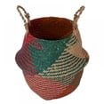 thumbnail image 1 of Foldable Handmade Storage Basket Folding Wicker Rattan Seaweed Belly Straw Garden Flower Pot Planter Laundry Basket, 1 of 7