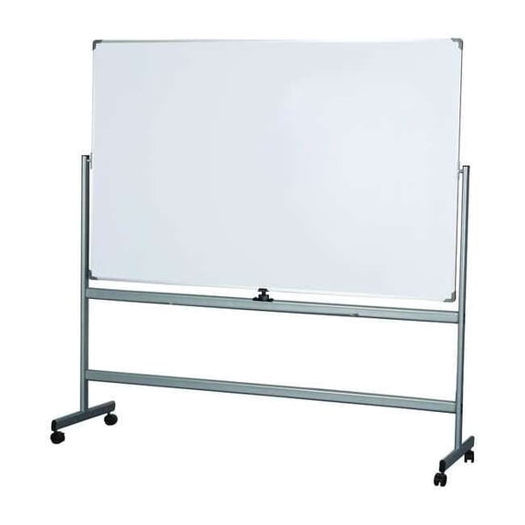 Dry Erase Board, Steel, 75 in, 74 1/4 in, Aluminum Frame, White, Gloss 44ZC28