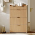 thumbnail image 2 of Wave Shoe Cabinet Slim Entryway Shoe Storage Organizer with 2 Flip Drawers,Slim Fluted Shoe Storage Organizer Fluted Texture Design, and Sturdy Metal Frame for Living Room, Bedroom, or Apartment, 2 of 8