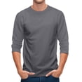 thumbnail image 6 of Gaukiv Men's Three Quarter Sleeve Shirts Raglan Crew Neck Tees Solid Color Baseball Shirts Gray M, 6 of 7