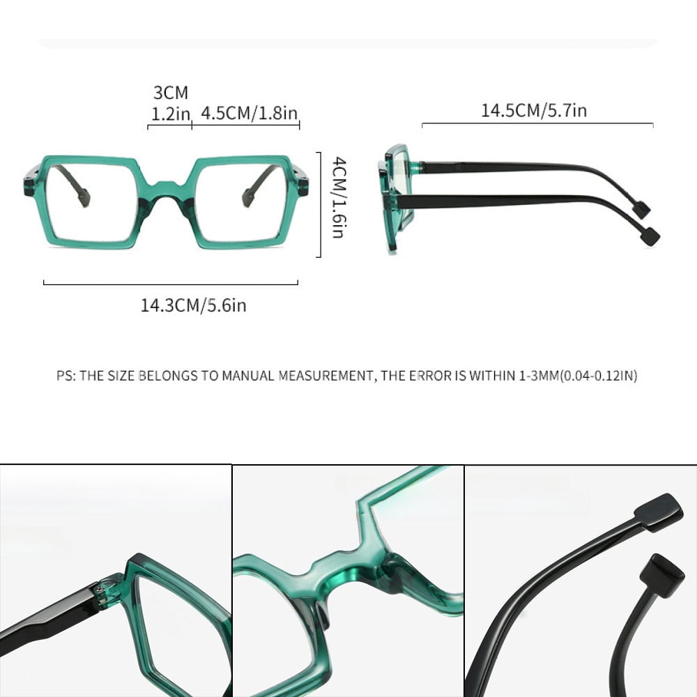 4 Pairs of Mens White Brown Personalized Oversized Square Reading Glasses Womens Spring Hinge Blue Light Blocking Readers +2.50