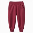 thumbnail image 4 of 6-7T Boys Pants Fleece Lined Thick Straight Leg Elastic Waist Cozy Sweatpants with Side Pockets Fall Winter Casual Wear for Boys 3-12 Years,Red, 4 of 7