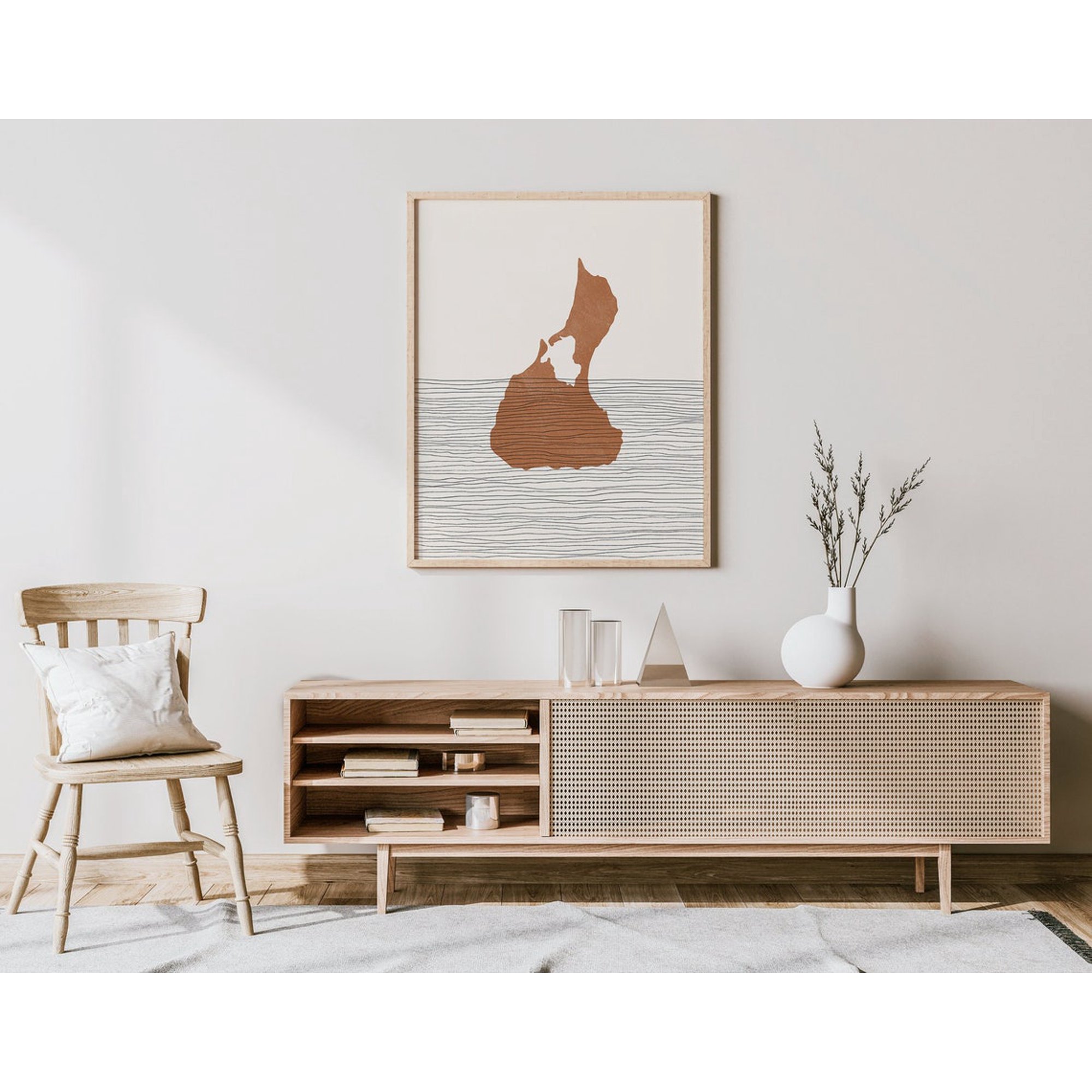 Block Island Rhode Island Map Wall Art Decor Unframed Paper Print