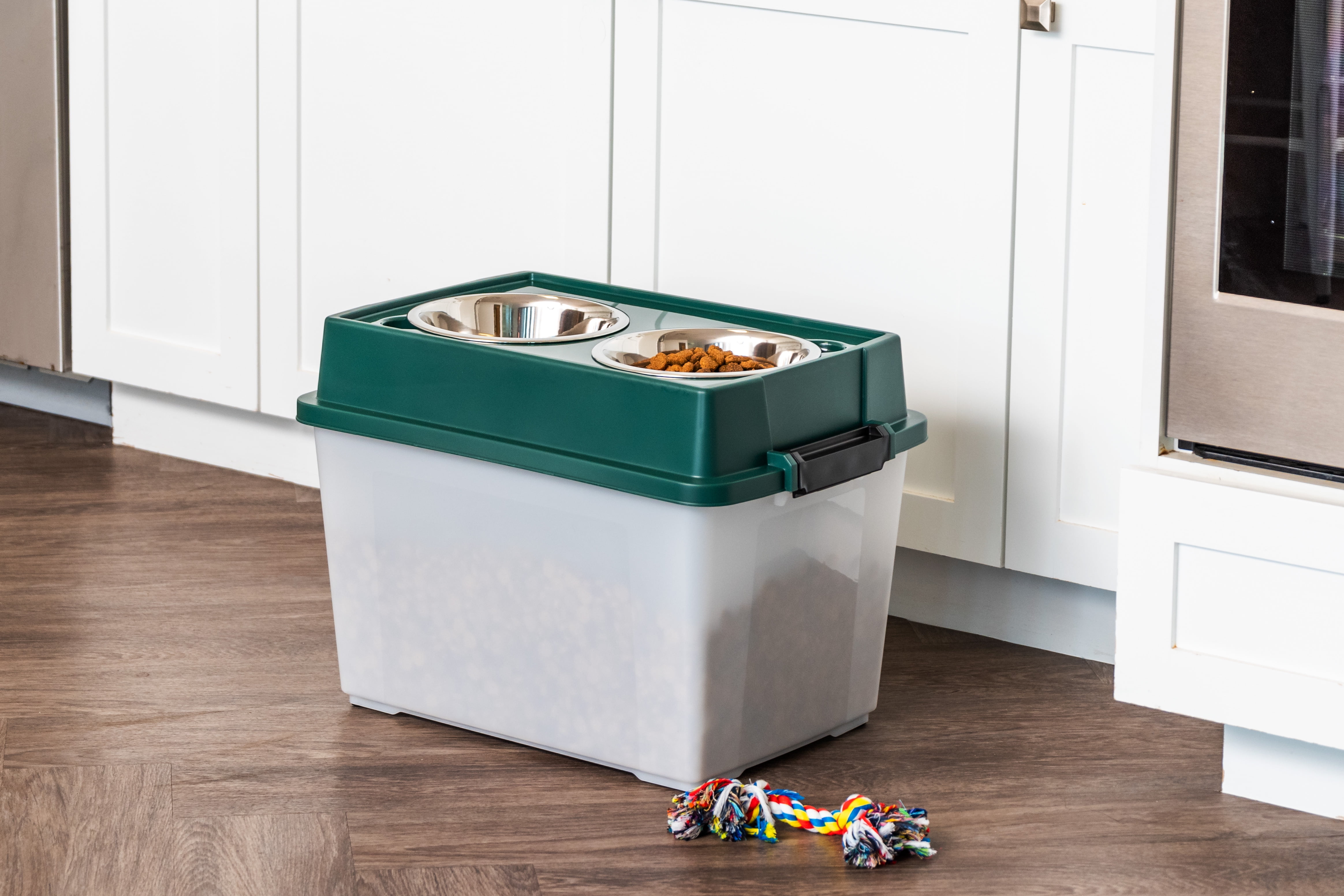 Remington 47 Lbs/45 Qt Large Elevated Dog Food Bowl with Airtight Pet Food Storage Container, Green