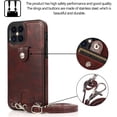 thumbnail image 5 of Necklace Crossbody Case for iPhone 12 Pro Max,PU Leather Wallet Lanyard Case Cover with Card Holder Adjustable Detachable Anti-Lost Neck Strap Case for iPhone 12 Pro Max,6.7",Brown, 5 of 17