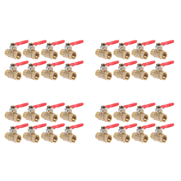 32PCS 1/4 Inch Heavy Duty Brass Ball Valve Shut Off Switch Male and Female NPT Thread Pipe Fitting