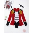 thumbnail image 5 of iiniim iiniim Kids Girls Leotard Long Sleeves Tassel Jumpsuit with Tie Party Red 8, 5 of 7