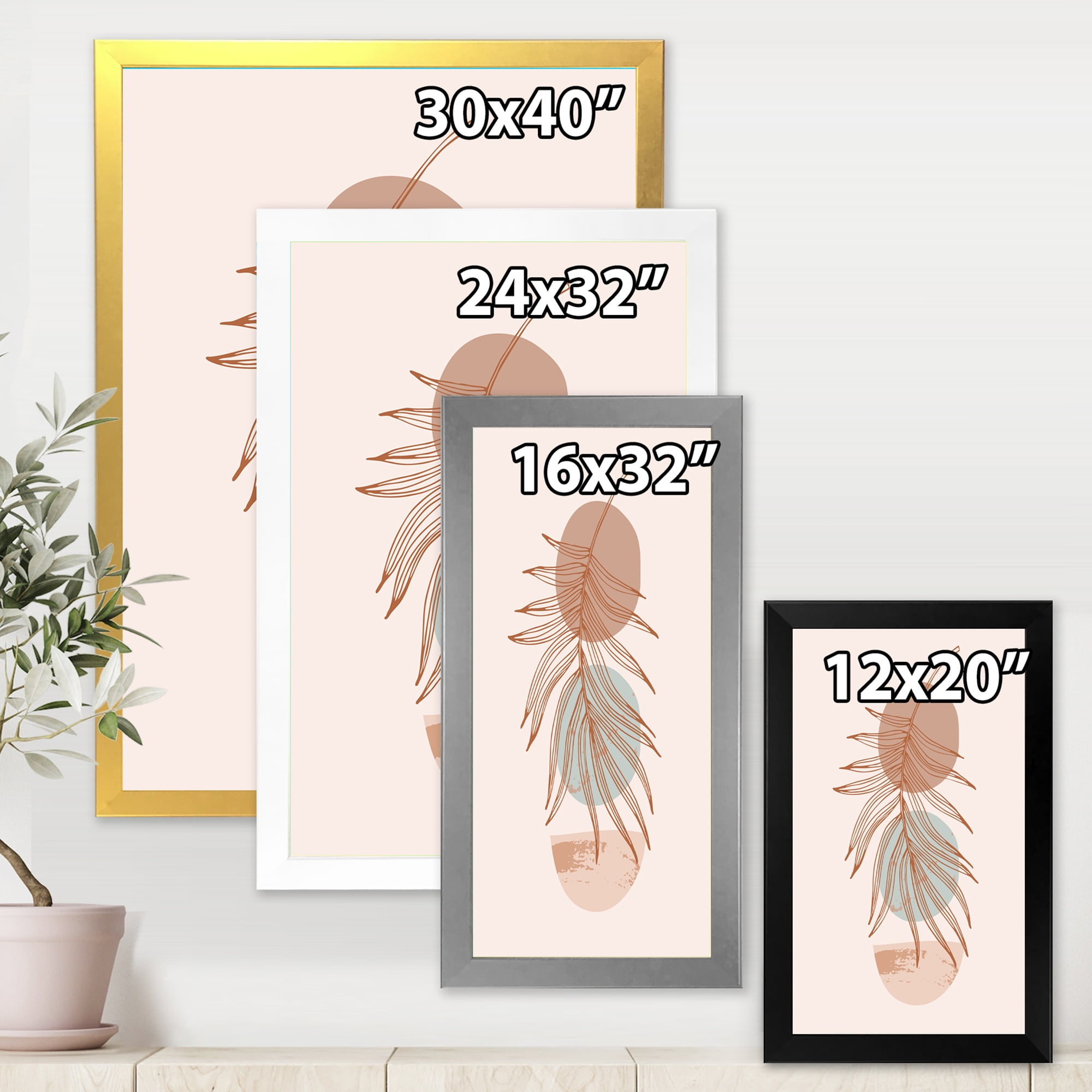 Designart 'Sun and Moon Shapes In Retro Terracotta Tones II' Modern Framed Art Print