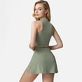 thumbnail image 4 of Active Women's High Neck Cropped Tank Top with Racerback Design - Small, Green, 4 of 6