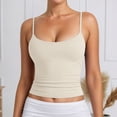 thumbnail image 2 of WEIWEN Women's Tank Tops Adjustable Spaghetti Strap Tank Top for Women Basic Sleeveless Camisole Shirts Slim Fitted Workout Going Out Tops Beige, S, 2 of 7