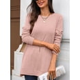 thumbnail image 6 of Mengpipi Women’s Tops Fall Spring Long Sleeve Crew Neck Textured Knit Side Slit Comfortable Casual Pullover Shirts S-2XL, 6 of 7