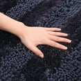 thumbnail image 3 of Unique Bargains Striped Bathroom Mat Soft Fluffy Chenille Baths Rugs Dark Blue 16" x 24", 3 of 7