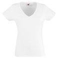 thumbnail image 1 of Fruit Of The Loom- Camiseta de manga corta Valuewieght con cuello en forma de V para mujer (Blanco), 1 of 2