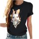 thumbnail image 5 of Tops de Cuello Alto para las Mujeres Amante Impreso Camiseta Cuello Redondo Manga Corta, Poliéster Spandex, 5 of 7