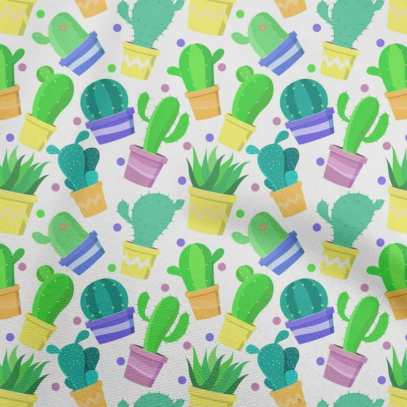 oneOone Cotton Flex Light Green Fabric Cactus Dress Material Fabric Print Fabric By The Yard 40 Inch Wide