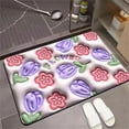 thumbnail image 5 of Bathroom Rugs, Hwkond Flat And Three-dimensional Visual Carpet Style Bathroom Water Absorption And Slip Mat- Diatomaceous Mud Household Carpet Mat,purple,40x60cm, 5 of 5
