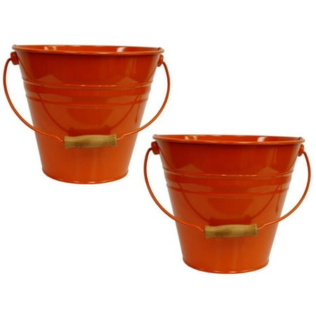 

HIT 5202E TA S-2 Enameled Galvanized Steel Recycling Bin-Storage Container Tangerine - Set of 2