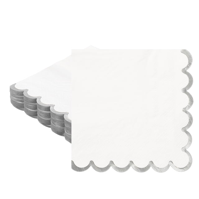 Uxcell 50 Pcs Servilletas de Cóctel con Borde Ondulado y Folio Dorado, 5 x 5 Pulgadas para Decoraciones de Fiesta