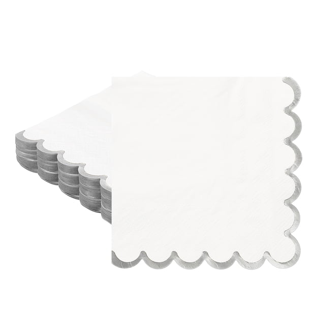 Uxcell 50 Pcs Servilletas de Cóctel con Borde Ondulado y Folio Dorado, 5 x 5 Pulgadas para Decoraciones de Fiesta