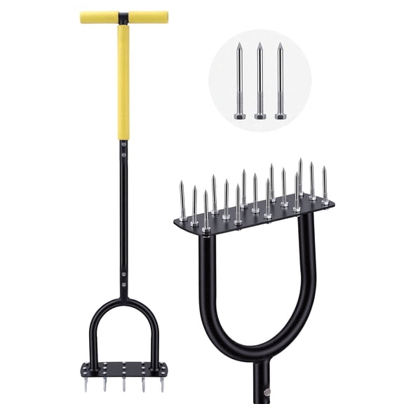 Lawn Aerator Tool - Grass & Soil Aerator for Lawn & Yard Care, Durable Manual Lawn Aerator for Healthy Grass, Compact Soil & Easy-to-Use Spike Plug Aerator