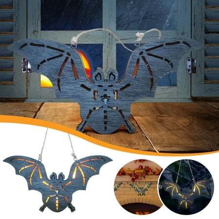 

Home Decor Halloween Wooden Lighting Decoration Pendant Creative Bat Holiday Atmosphere LED Room Decor Decorations Party