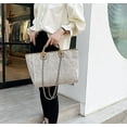 thumbnail image 2 of LinYooLi Women Canvas Handbag Large Capacity Chain Tote Bag PU Handle Shoulder Bag, 2 of 6